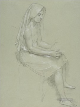 William Adolphe Bouguereau Painting - Study of a Seated Veiled Female Figure Realism William Adolphe Bouguereau